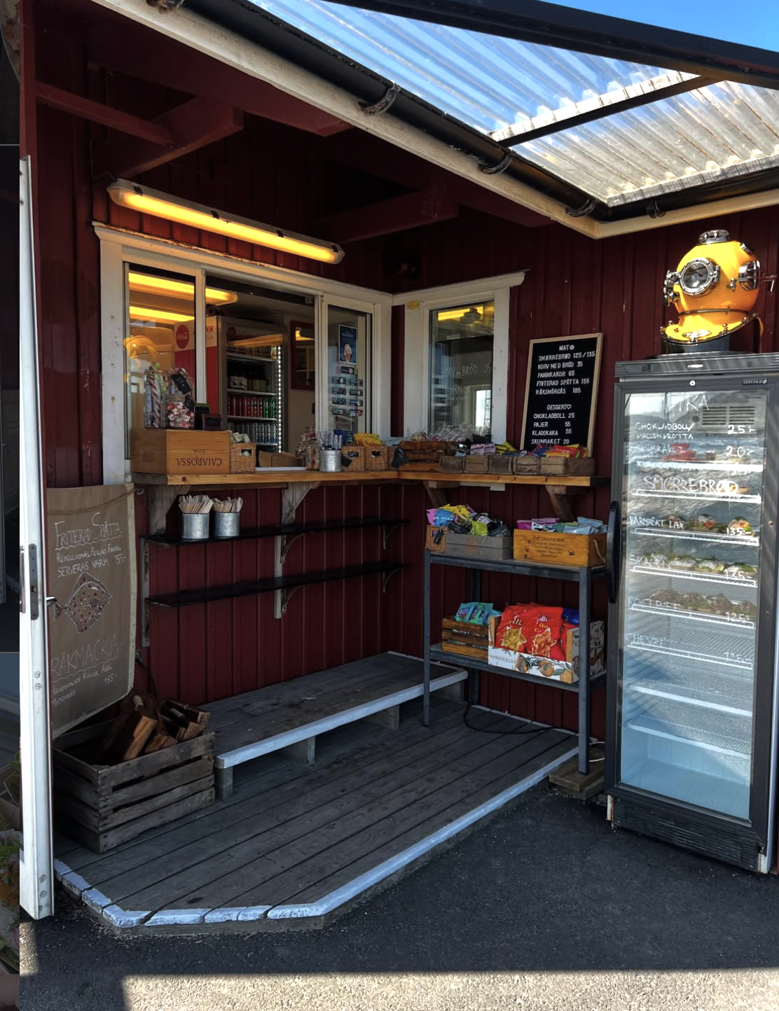 Köksluckan på Le Shack med meny och godis